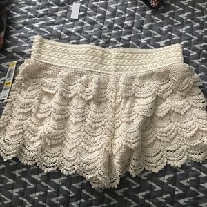 White Ruffled shorts